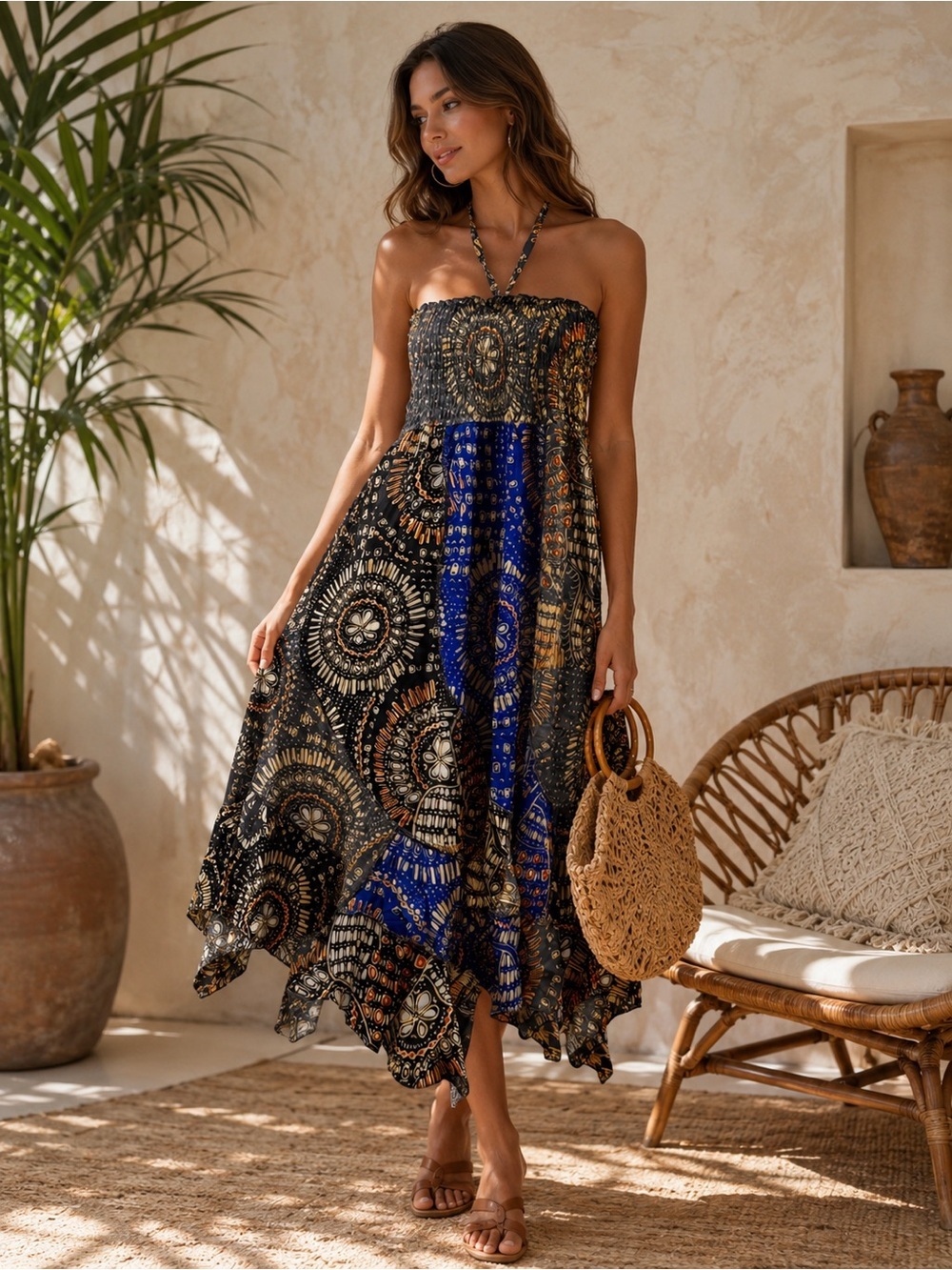 Yak & Yeti Boho Convertible Patchwork Midi Dress Skirt S/M L/XL Nepal